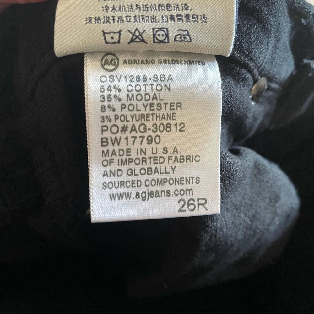 AG Adriano Goldschmied Velvet The Legging Super Skinny Pants Women’s 26 Black - Picture 13 of 13